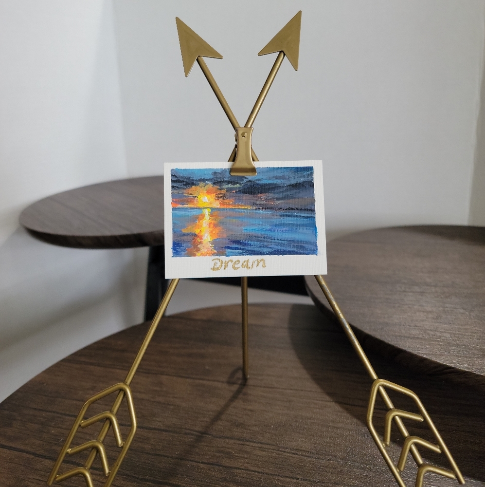 Table Top Clip Picture Frame Crossed Arrows Brass